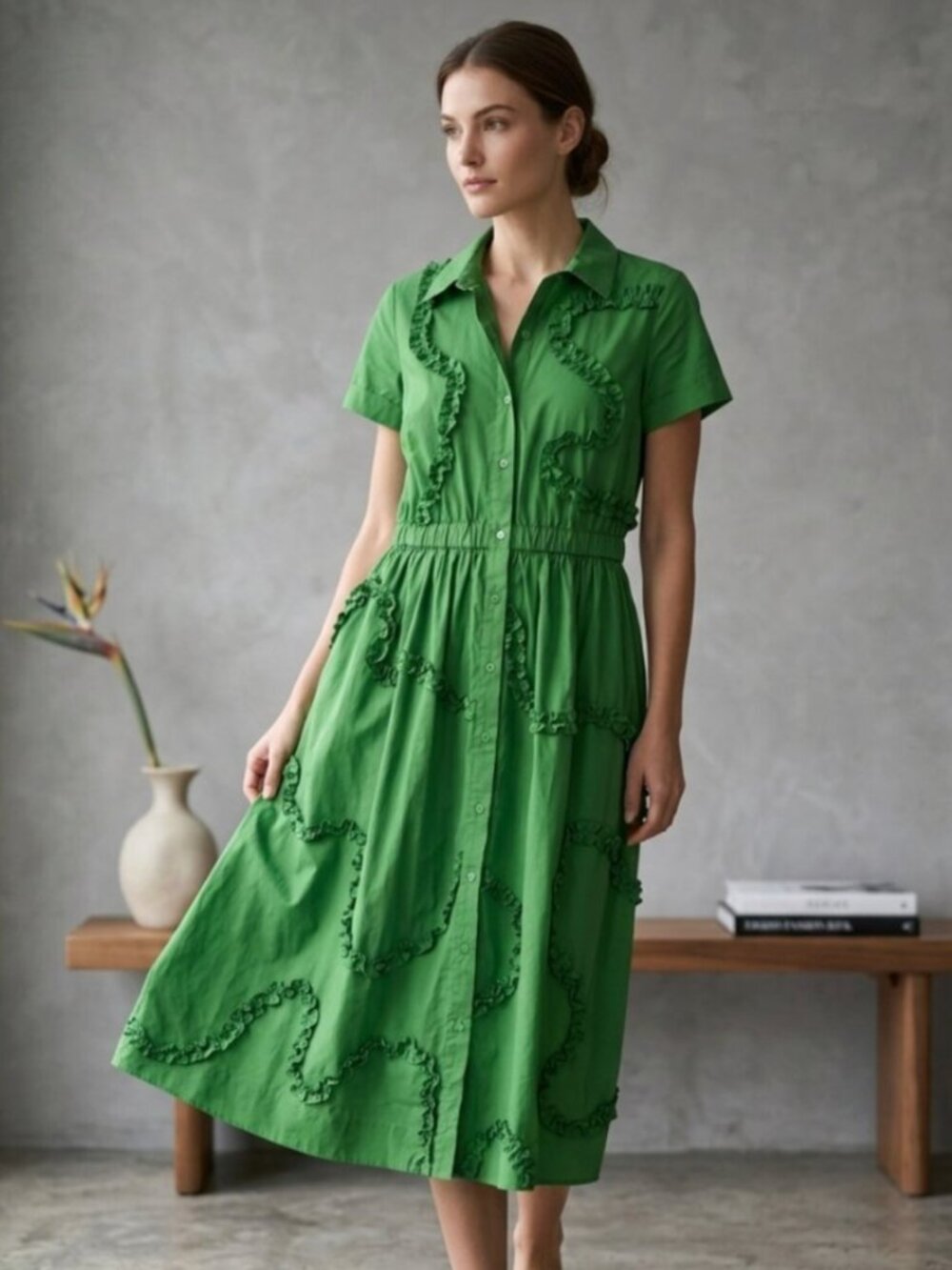 💚👗kate spade x Target Ruffle-Trim Button-Front Midi Dress💚👗